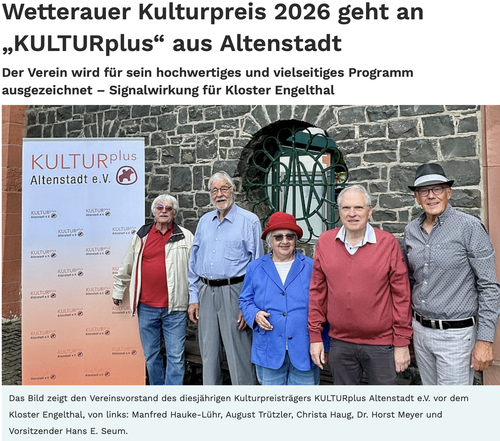 20260610 Wetterauer Kulturpreis 2026 geht an KULTURplus in Altenstadt